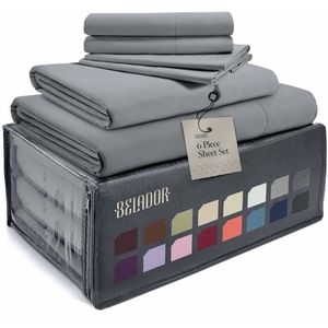 Luxury 6 Piece Bed Sheets for Queen Size Bed, Secure-Fit Deep Pocket Sheets